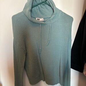 SO Women's Soft Teal Cowl Neck Sweater